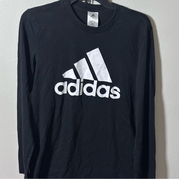 Adidas Men Logo Graphic Black Long Sleeve Crew Neck size Small. - Picture 2 of 7